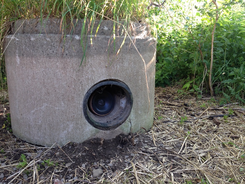 speaker in a concrete pipe
