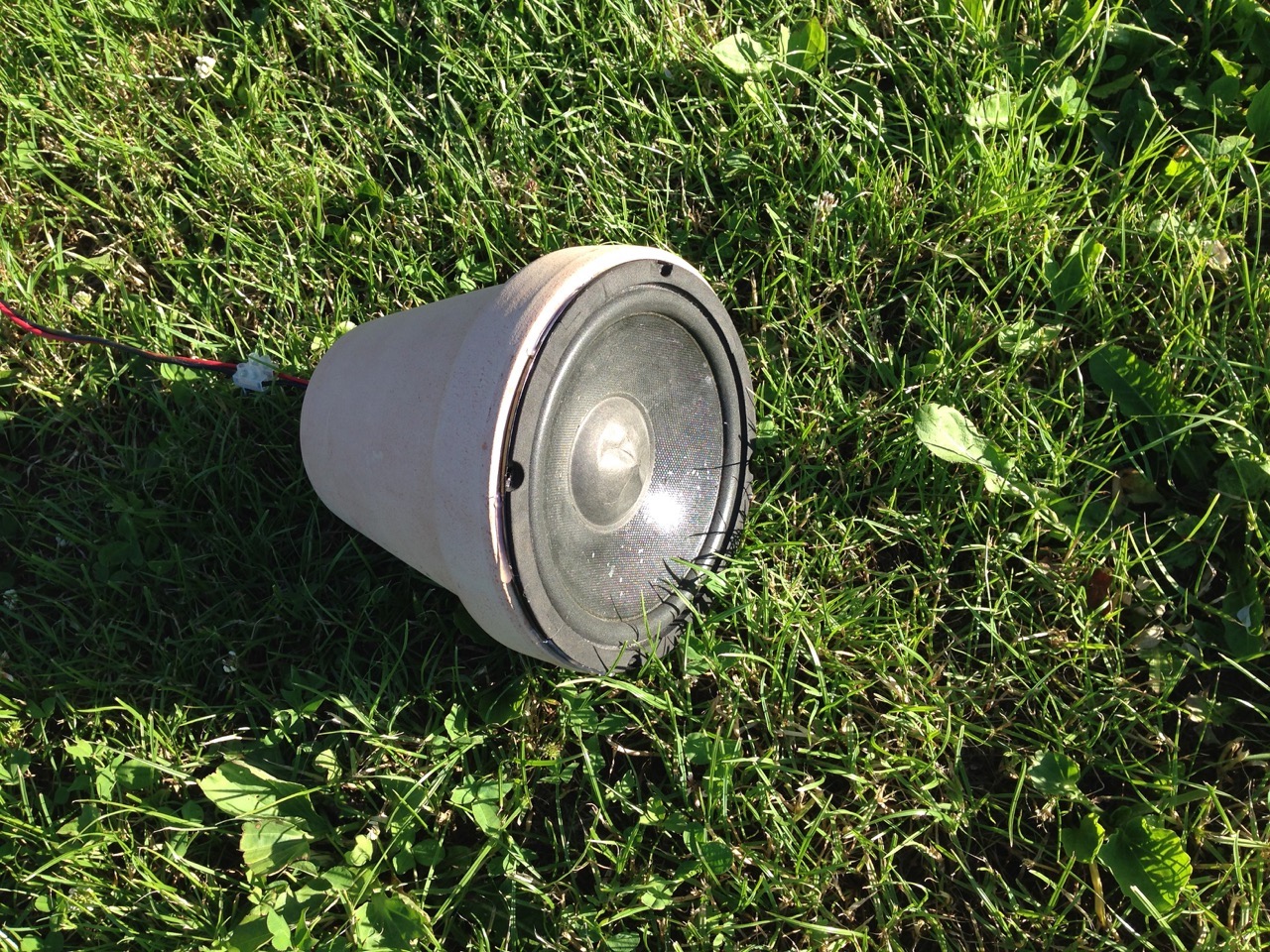 speaker in a flower pot